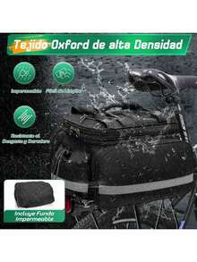 RAINSMORE 22L Alforjas para Bicicleta Impermeable,Multifuncional Bolsa de Asiento Trasero de Bicicleta,Maletero Trasero,Portabicicleta trasero con cubierta de lluvia,borde reflectante y Gran capacidad - 1 - Ver 3
