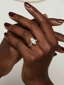 1 件女士结婚戒指套装，3.5 克 S925 纯银 2 克拉莫桑石波西米亚宫廷风格订婚/婚礼/周年纪念/情人节礼物，附有莫桑石证书和精美礼品盒 - 2ct 莫桑鑽 - 查看 4