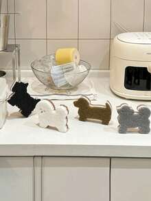 4 件装可爱狗狗形状洗碗海绵，用于洗碗、擦洗厨房清洁海绵 | 三层百洁布、厨房清洁海绵，有趣又完美的礼物 - 彩色 - 查看 7