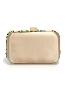 Green Color Embroidery Evening Bags Flap Fashion Beading Party Wedding Clutch Bags For Holiday Christmas Day Gift For Girl Purse Shoulder Chain Handbags - Green - View 6