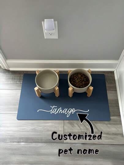 1 pieza Alfombra personalizada para comida de perro - Nombre personalizado, regalo personalizado para mascotas, ideal para cachorros nuevos, regalo personalizado para perros y gatos, alfombra para tazón de perro, alfombra personalizada para gatos, regalo de Navidad y vacaciones