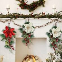 1pc, Artificial Christmas Teardrop Swag Wreath, Christmas Pine Cones Red Berries Swag Decoration Teardrop Swag Pendant For Wall Door Window, Christmas Wreaths, Christmas Decorations For Home, Christmas Wreaths For Front Door, Christmas Home Decor, Christmas Decorations Christmas Door Wreath, Christmas Garland, Seasonal Wall Hanging, Holiday Decorations, Classic Holiday Design