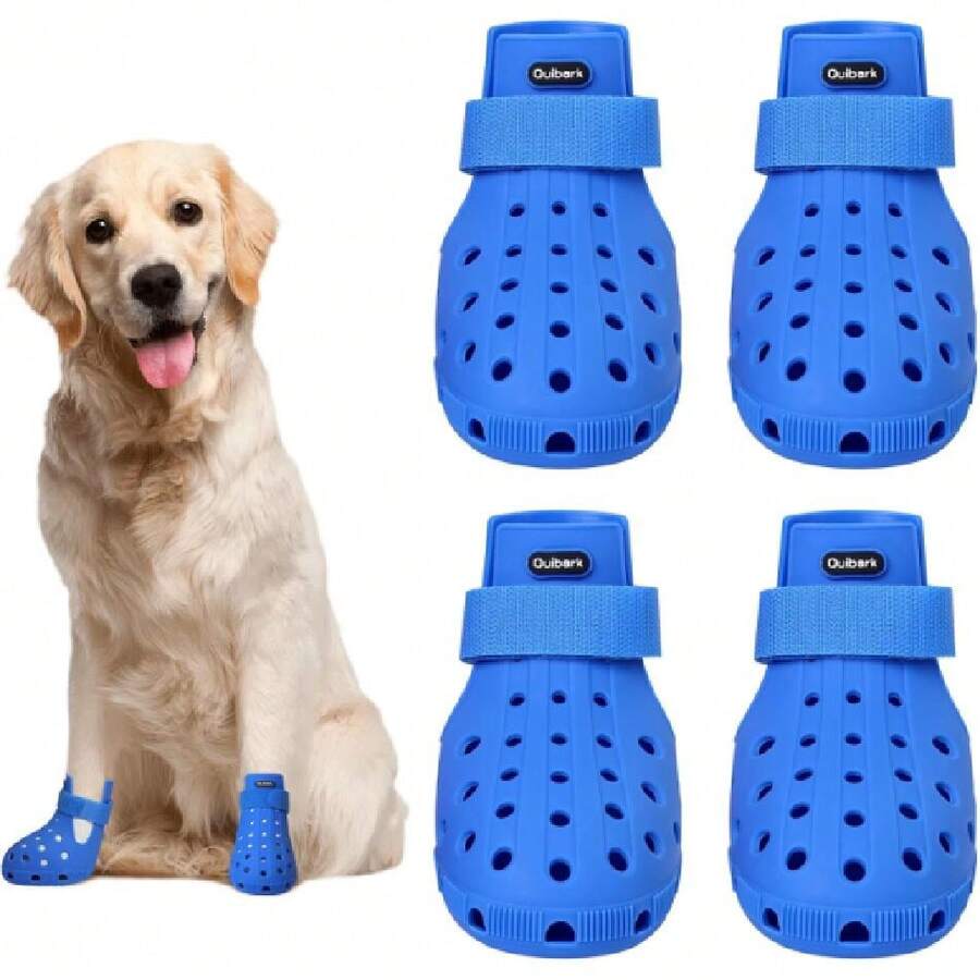 Zapatos para perros para pavimento caliente, a prueba de agua, para perros medianos y grandes, fácil de poner y quitar, ajustable, fácil de limpiar, para playa y exterior, azul, talla M: (3''x2.25'')(L*A),23885309 - Azul - Ver 1
