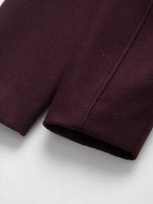 Gold Button Contrast Color Round Neck Casual Versatile Women's Fashionable Soft Jacket - Burgundy - View 4