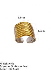 1pc Stainless Steel Bicolor Feather & Flower Twist Design Ring, Tarnish Resistant, Suitable For Autumn/Winter Wear, Home, Daily, Gift, Party