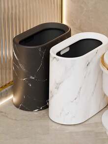 1 件经典大理石纹浴室超薄垃圾桶，脚踏板设计，适用于客厅、厨房、浴室等狭窄空间 - 彩色 - 查看 2