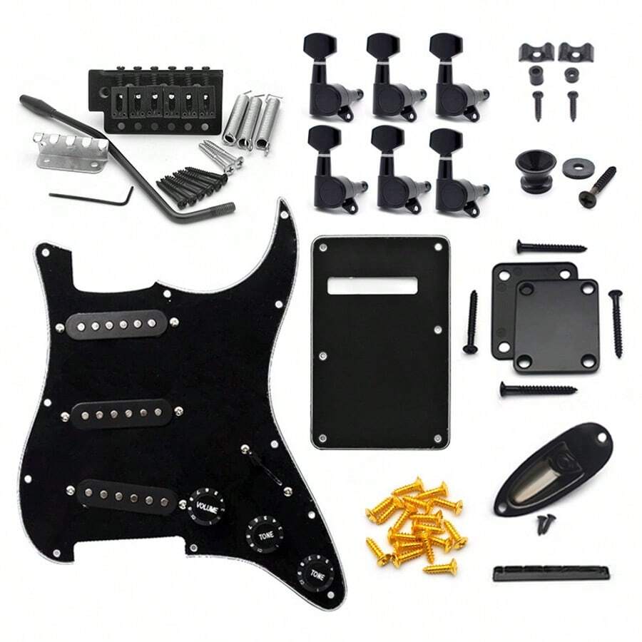 ST Electric Guitar Body Panel Assembly, Pre-Fit For Standard Pickguard, Panel Assembly, Tool-Free Assembly Ready, For ST-Style Electric Guitars, Ideal For DIY Builders & Repair Technicians, Matte Black Finish - màu đen - Xem 1