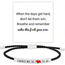 Pulsera de tubo Let Them para mujer, pulsera de motivación de autoestima, ajustable, cuerda trenzada hecha a mano, pulsera grabada, de acero inoxidable para mi hija, joyería inspiradora regalo para - Rosa y plata rudos - Ver 11