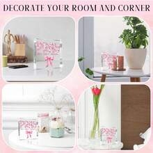 Pink Room Decor, Inspirational Christian Gifts For Women, Pink Floral Bow Dorm Bathroom Decoration, Office Decor For Women, Acrylic Office Desk Accessories Wall Art Sign-Pray Through It - 1pc - View 6