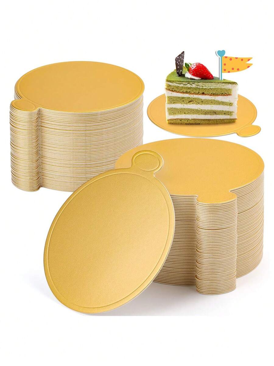 100 đế bánh giấy tròn nhỏ, đế bánh mousse vàng, giấy lót cupcake dùng một lần, thích hợp cho tiệc cưới, tiệc sinh nhật, khay trưng bày tráng miệng, đế bánh ngọt - Chống dầu mỡ và ẩm, thích hợp cho Giáng sinh - Nhiều màu - Xem 1