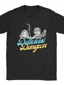 Delicious In Dungeon T Shirt Unisex Cotton Tops Leisure Marcille & Chilchunk Crewneck Short Sleeve. - Đen 2 - Xem 1
