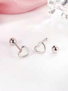 1 Pair Delicate And Unique Hollow Heart Stud Earrings For Women – Screw Back Design Ideal For Cartilage Piercings – Lightweight, Comfortable, And Stylish Jewelry Perfect For Daily Wear, Parties, And Special Occasions - 黃金 - 查看 4