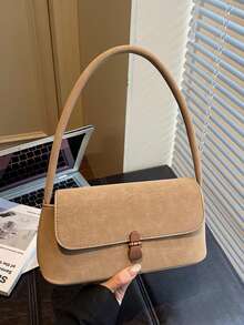 Women's Retro Soft PU Leather High-End One Shoulder Underarm Bag With Shell-Shaped Metal Decor, Fashionable Handbag, Small Square Saddle Bag Design, Suitable For Women's Daily Use, Parties, Gatherings, Travel