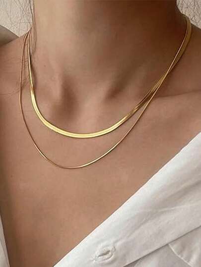 1 Fashionable And Versatile Simple Retro Chain Multi-Layer Necklace Suitable For Women's Daily Wear