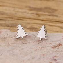 1 Pair Of Ladies' Christmas Tree Stud Earrings, Classic Christmas Theme, Made Of Stainless Steel, Suitable For Gifting, Weddings, Perfect Christmas Gifts