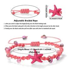 1pc Adjustable Starfish Beaded Braided Bracelets Blue Pink Black Wax Thread String Bangles Women Men Bohemian Summer Beach Jewelry