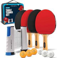PRO SPIN All-In-One Pong Set - Retractable Pong Net Any Table (72), Pong Paddles And Balls, Storage - Portable Table Tennis Family Games, Gifts Boys & Girls - Red - View 12