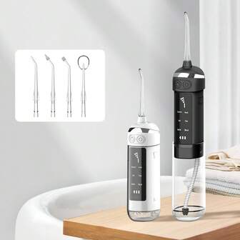 180ml Irrigador oral portátil recargable, 6 ajustes de presión, hilo dental a prueba de agua para el hogar y viajes