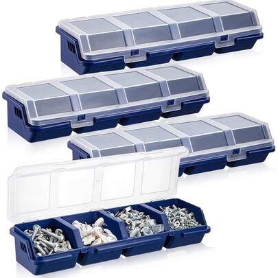 1-Cell Screw Storage Box With Lids - Plastic Organizer For Electronic Hardware, Multi-Purpose Tool And Fastener Container