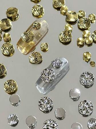 10/20 件复古不对称波尔卡圆点金属美甲装饰，复古日式风格美甲配件，美甲部件，美甲珠宝，水钻，适用于美甲沙龙