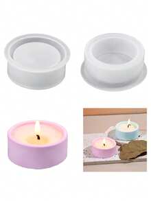 1pc Tea Candle Holder Resin Mold 3D Structured Candle Holder Epoxy Resin Mold Cylindrical Tea Lamp Holder Jewelry Container Storage Silicone Mold Suitable For Gypsum, Concrete, Home Decoration