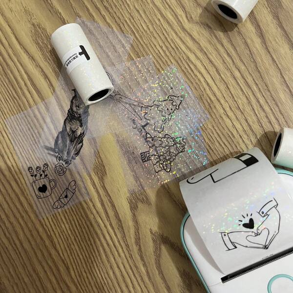 Papel térmico transparente con puntos holográficos, 57x25mm (2.24" X 0.98"), etiquetas de impresora térmica autoadhesivas y coloridas para impresoras de bolsillo, puntos holográficos negros, papel de impresora térmica, impresora térmica A, impresora térmica, etiqueta térmica autoadhesiva, etiquetado de cables, escáner de códigos de barras, máquina de etiquetas e impresora de etiquetas, impresora de etiquetas autoadhesivas, etiqueta de cable, máquina de etiquetado