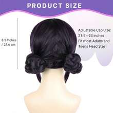 33 Inches Long Purple Braid Anime Costume Wig – High Temperature Heat Resistant Silk Fiber – Natural Looking Costume Wig For Halloween Party, Cosplay (Small Size) - 黑色紫色 - 查看 2