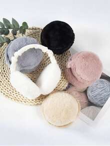 Solid Color Earmuffs - Soft Plush Ear Warmer, Soft Plush Foldable Earmuffs - Unisex Comfortable Ear Warmers,Foldable Ear Muffs, Comfortable Coldproof Earmuffs For Winter Outdoor Winter Accessories,Back To School,New Year - Multicolor - View 2