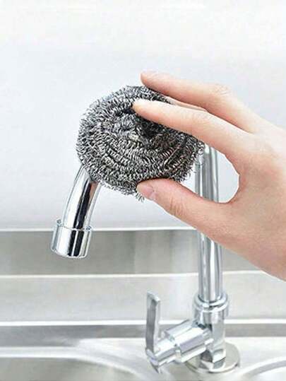 20pcs Stainless Steel Cleaning Balls, Multi-Purpose Kitchen Cleaning Brush. Essential Cleaning Tool For Home, Outdoor And Barbecue. 2-In-1 Sponge And Cleaning Ball For Kitchen, Bathroom, Home, Household Items