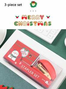 1pc Christmas Desktop Stapler, Cute Mini Stapler For Students, Space-Saving For Home/Office/Student Use, Compact Design, Portable, Colorful Paperclip Christmas Transparent Creative Stationery Set, Clip, Stapler, Christmas Gift