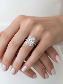 1pc Women's Wedding Ring, Sparkling Elegant Ring, 2.4g 925 Sterling Silver, 2 Carat Moissanite, Bohemian Palace Style, Luxury Engagement/Wedding/Anniversary/Valentine's Day Gift, Comes With Moissanite Certificate And Exquisite Gift Box - Silver - View 5