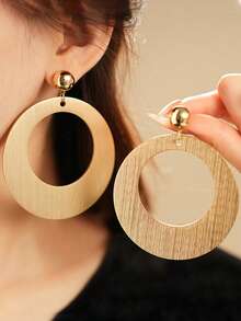 1 Đôi bông tai hình bầu dục cổ điển phóng đại, phù hợp cho phụ nữ, tiệc tùng, quà tặng, phù hợp - Vàng - Xem 8