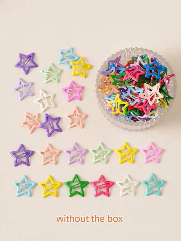 30 piezas Clips para el cabello con forma de estrella de 3,1 cm de estilo minimalista Y2K de colores, Clips de estrella de cinco puntas elásticos, Accesorios para el cabello para niñas, Adecuados para peinados diarios, para fijar pelos rebeldes, flequillo, maquillaje y ducha