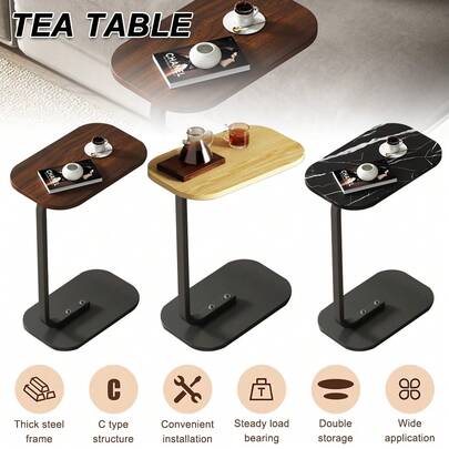 Wood C Shaped Side Table For Bedroom Living Room - Color1, Size 45 * 30 * 60cm - Distinctive C Shape End Table For Sofa, Bedside, Or Couch Side Table