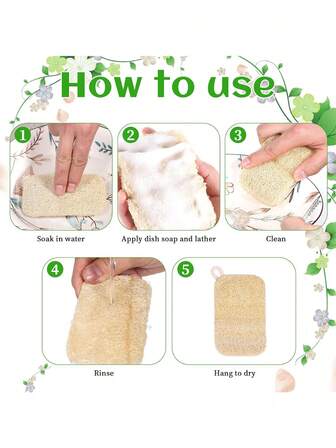 Natural Loofah Cleaning Brush - Multi-Purpose Cleaner For Kitchen, Bathroom, Restaurant, Bathtub, Sink, Car, Walls, Floors. Hanging Design, Natural Loofah Absorbs Water, Dishwashing Sponge, Kitchen Cleaning Tool