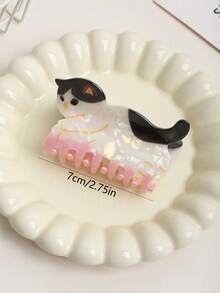 1 件可爱卡通动物猫/发爪，醋酸纤维卡哇伊甜美鲨鱼发饰时尚发夹优雅爪夹冬季发夹 - 彩色 - 查看 3