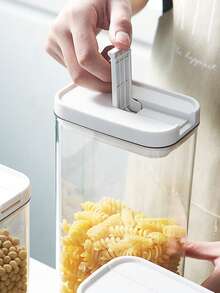 1pc/2pcs Food Storage Canister, Kitchen Grain Storage Jar, Refrigerator Fresh-Keeping Box, Kitchen Food Storage Container, Suitable For Storing Spices, Sugar, Coffee Beans, Nuts, Snacks, Pasta And Other Foods, Home Decor Storage, Suitable For Christmas, Halloween, Thanksgiving And Other Occasions. - White - View 8