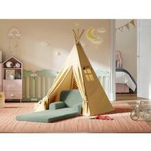 Silla de sofá para niños, con Funda Lavable, diseño de Corona, cómoda Silla de Lectura para niños, sofá Cama Plegable para Sala de Juegos, guardería, niñas y niños, Verde - Verde - Ver 3