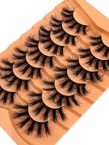 7 Pairs 3D Cartoon Eyelashes, Natural Looking Fluffy & Thick Eyelashes, D Curl Russian Volume Reusable Dramatic False Eyelashes, Suitable For Beginners