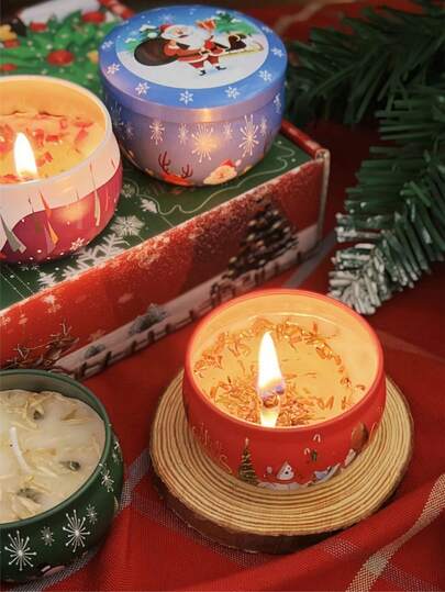 Christmas Scented Candles Gift - Aromatherapy Holiday Candle - Tin Jar Soy Wax - Long Lasting Burn Time, Christmas Thanksgiving Decor Gifts For Women&Men, The Best Gift For Friends, Valentine's Day, Atmosphere Decoration, Gifts For Mothers, Gifts For Girlfriends And Wives, Gifts For Fathers, Daughters And Sons, Soybean Oil Candles, Atmosphere Halloween, Autumn, Festivals, Christmas, Winter, Festivals, Holidays