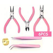 6/5/3/2/1pc Pink Jewelry Pliers, Including 3 DIY Jewelry Pliers,2 Tweezers And 1ring,Can Be Used To Make And Repair Various Jewelry Accessories, A Must-Have Tool For DIY Enthusiasts - Multicolor - View 13