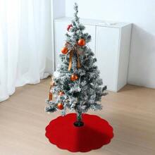 Nonwoven Tree Skirt, 24 Inch Scalloped Xmas Tree And Seasonal Holiday Indoor DecorationRed, 24 Inch