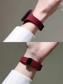 1条硅胶表带，兼容 42mm、38mm、40mm、41mm、44mm、45mm、46mm、49mm，时尚智能手表替换表带，适用于Series Ultra2、Ultra SE2、SE 11、10、9、8、7、6、5、4、3、2、1，男女通用，是理想的返校礼物 - 酒紅色 - 查看 7