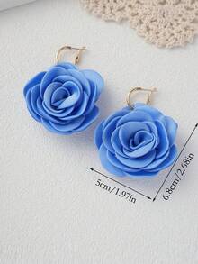 LADYCOCO 1/2 Cặp bông tai mặt dây chuyền hoa vải thủ công, phù hợp cho trang phục hàng ngày và đám cưới của phụ nữ - Màu Đỏ Sâu - Xem 5