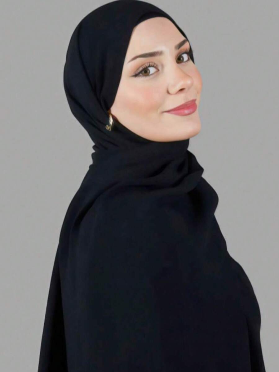 1 Stück Damen einfacher, klassischer, einfarbiger, eleganter, lässiger Schal mit Kante, hochwertiges gestricktes Viskose-Jersey-Hijab-Tuch, langer Turban-Stil Kopftuch, geeignet für den Alltag, Ausflüge und Veranstaltungen