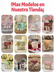 12 Servilleteros Numero 15 con Corona de MDF - Camel - Ver 3