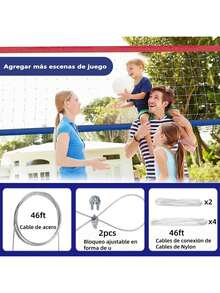 DOTISA Red de Voleibol Profesional: Red de Voleibol Portatil Resistente de 32 x 3 pies con Bolsa de Transporte,para ParaInterior,Exterior,Partido,Playa,Alberca ﻿ - 1 - Ver 6