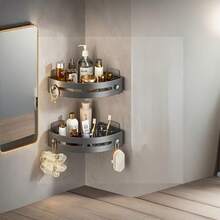 2 piezas Estante de drenaje triangular, Cesta de ducha de esquina, Estante de almacenamiento de baño de material PP grueso, Estante de ducha de pared interior, Estante de champú de ducha, Caja de almacenamiento de cocina y baño, Cesta de ducha, Estante de esquina triangular ahorra espacio - Estante de almacenamiento de baño resistente para champú, gel de ducha y cosméticos montado en la pared - Fácil instalación, diseño antideslizante, accesorios de baño - Multicolor - Ver 8