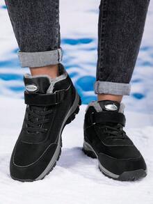 1 Pair Men's Warm Snow Boots, 2025 Winter New Thick Thermal Lined Casual Winter Shoes, Middle-Aged Boots, Warm Comfortable Dad Shoes - Black - View 3