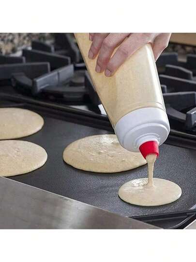 1 pezzo Bottiglia mescolatrice per pastella azionata a mano da 1000 ml, dotata di sfera mescolatrice, dosatore per pastella per pancake e frusta - ottimo per cupcake, waffle, torte e prodotti da forno - bottiglia per pastella facile da spremere per una misurazione precisa e una miscelazione uniforme, uno strumento da cucina multifunzionale
